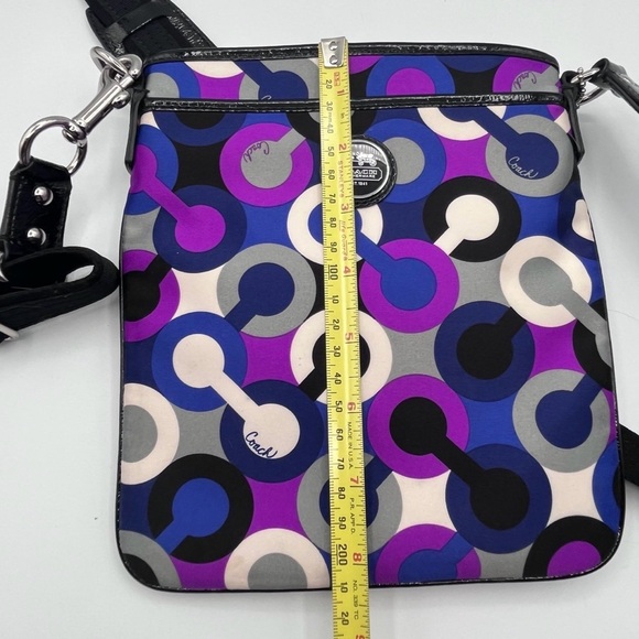 Vintage Coach Crossbody Bag Purple Blue Black Geometric Print NWOT - Picture 3 of 9